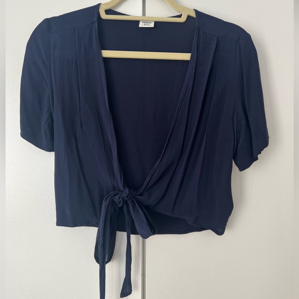 Sunday Best Dark Blue Wrap Top